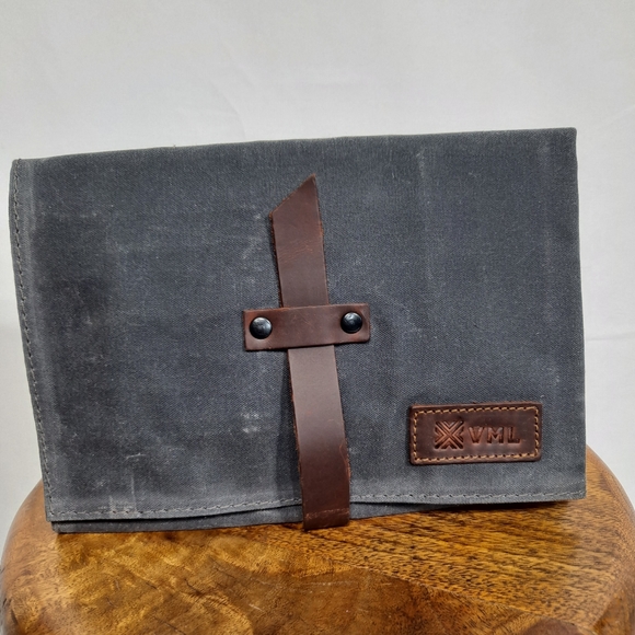 VML Grey Waxed Canvas And Leather Folding Valet Bag - Picture 1 of 14